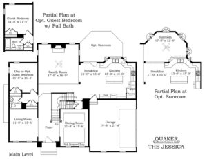 "The Jessica" first floor, main level floor plan.