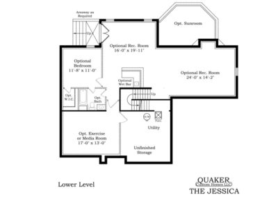 "The Jessica" lower level floor plan.