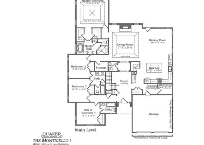 "The Monticello I" first floor, main level floor plan.
