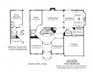 "The Morgan" first floor, main level floor plan.