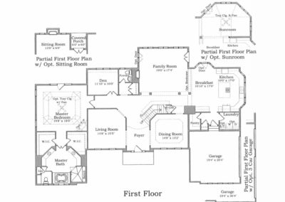 "The Preston" first floor, main level floor plan.