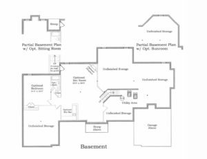 "The Preston" lower level basement floor plan.