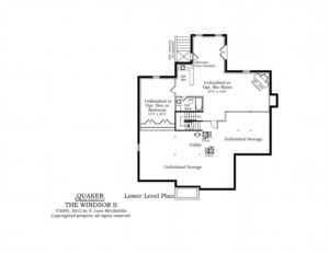 "The Windsor II" lower level floor plan.